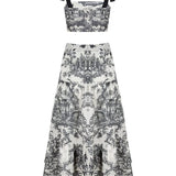 Loulou La Dune Dress Mia Set in Black Toile de Jouy