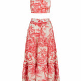 Loulou La Dune Dress Mia Set in Cherry Red Toile de Jouy