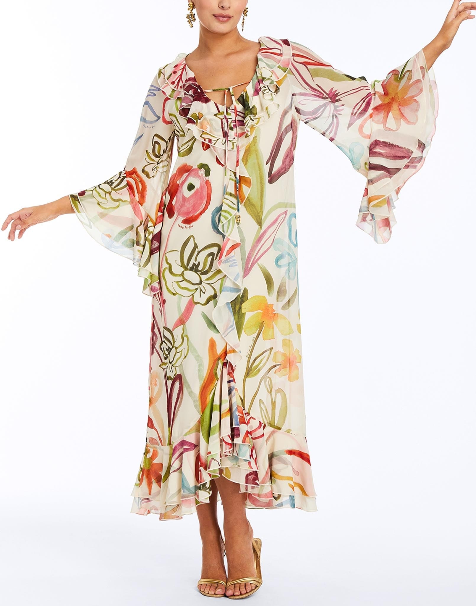 MESTIZA NEW YORK Dress Bimini Ruffle Caftan Midi Dress