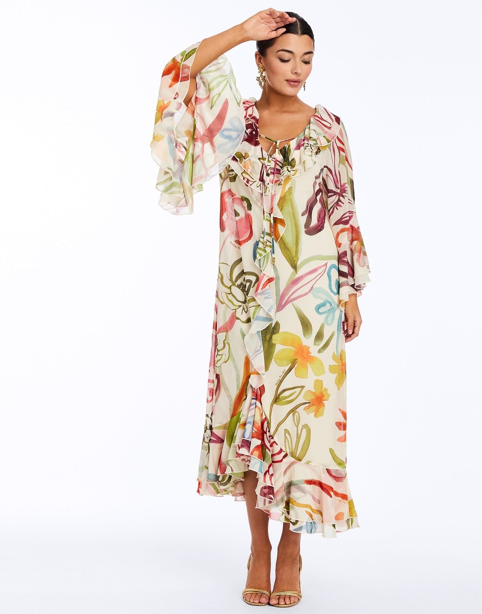 MESTIZA NEW YORK Dress Bimini Ruffle Caftan Midi Dress