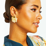 MESTIZA NEW YORK Earrings Ivory / Antique Gold / OS Gilded Sampaguita Cluster Earrings