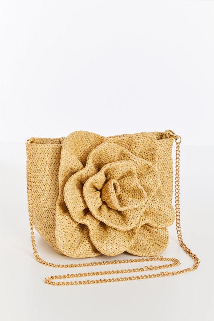 MESTIZA NEW YORK Handbags OS / Natural Raffia Dominique Flower Bag