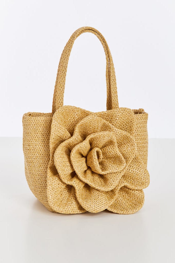 MESTIZA NEW YORK Handbags OS / Natural Raffia Dominique Flower Bag