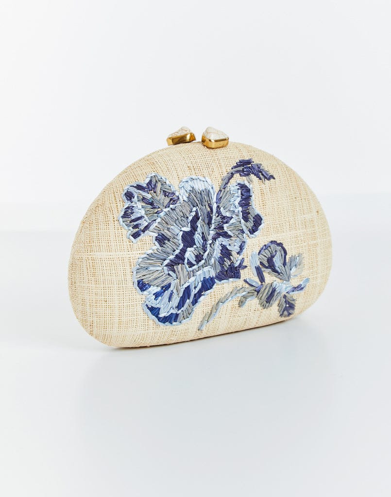 MESTIZA NEW YORK Handbags OS / Porcelain Blue/Natural Rafé x Mestiza Dome Straw Clutch Bag