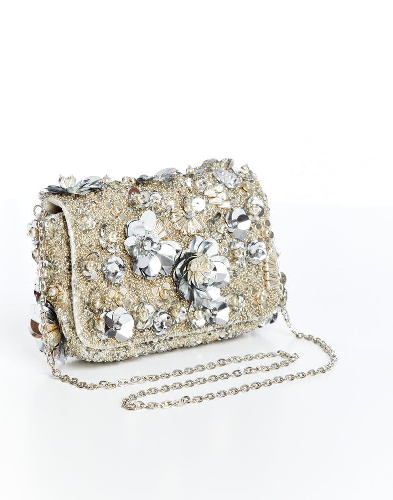 MESTIZA NEW YORK Handbags OS / Silver Beaded Torres Beaded Clutch Bag