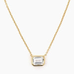 Modern Gem Co 16 inches - Preorder (Ships March 26th) Iris Emerald Bezel Necklace - White Sapphire