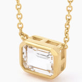 Modern Gem Co 16 inches - Preorder (Ships March 26th) Iris Emerald Bezel Necklace - White Sapphire