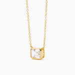 Modern Gem Co 16 inches - Preorder (Ships March 26th) Iris Emerald Bezel Necklace - White Sapphire