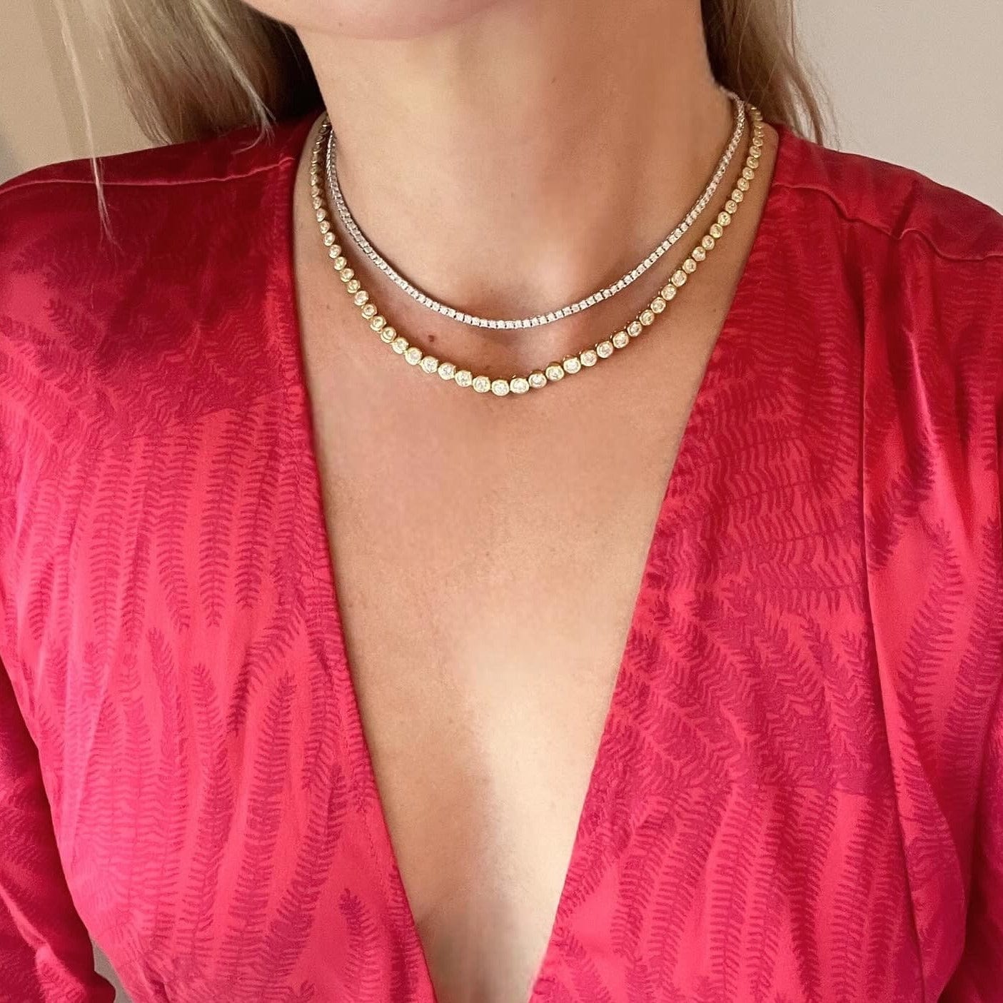 Modern Gem Co Mae 2mm Round Tennis Necklace