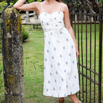 Never A Wallflower Dress XS / Blue Green Floral Jacquard Bordeaux Blue Green Floral Jacquard