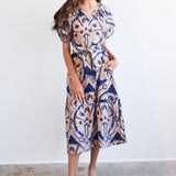 Never A Wallflower dress XS / Marakesh Medallion Ruffle Gathered V-Neck Dress Marakesh Medallion