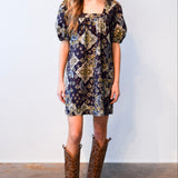 Never A Wallflower Dress Square Neck Short Dress Paisley
