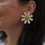 Nicola Bathie Jewelry Earrings Canary & Blanc Mismatch Daisy Stud