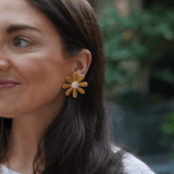 Nicola Bathie Jewelry Earrings Canary & Blanc Mismatch Daisy Stud