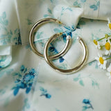 Nicola Bathie Jewelry Earrings Chunky Golden Hoops + Pearl