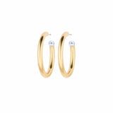 Nicola Bathie Jewelry Earrings Chunky Golden Hoops + Pearl