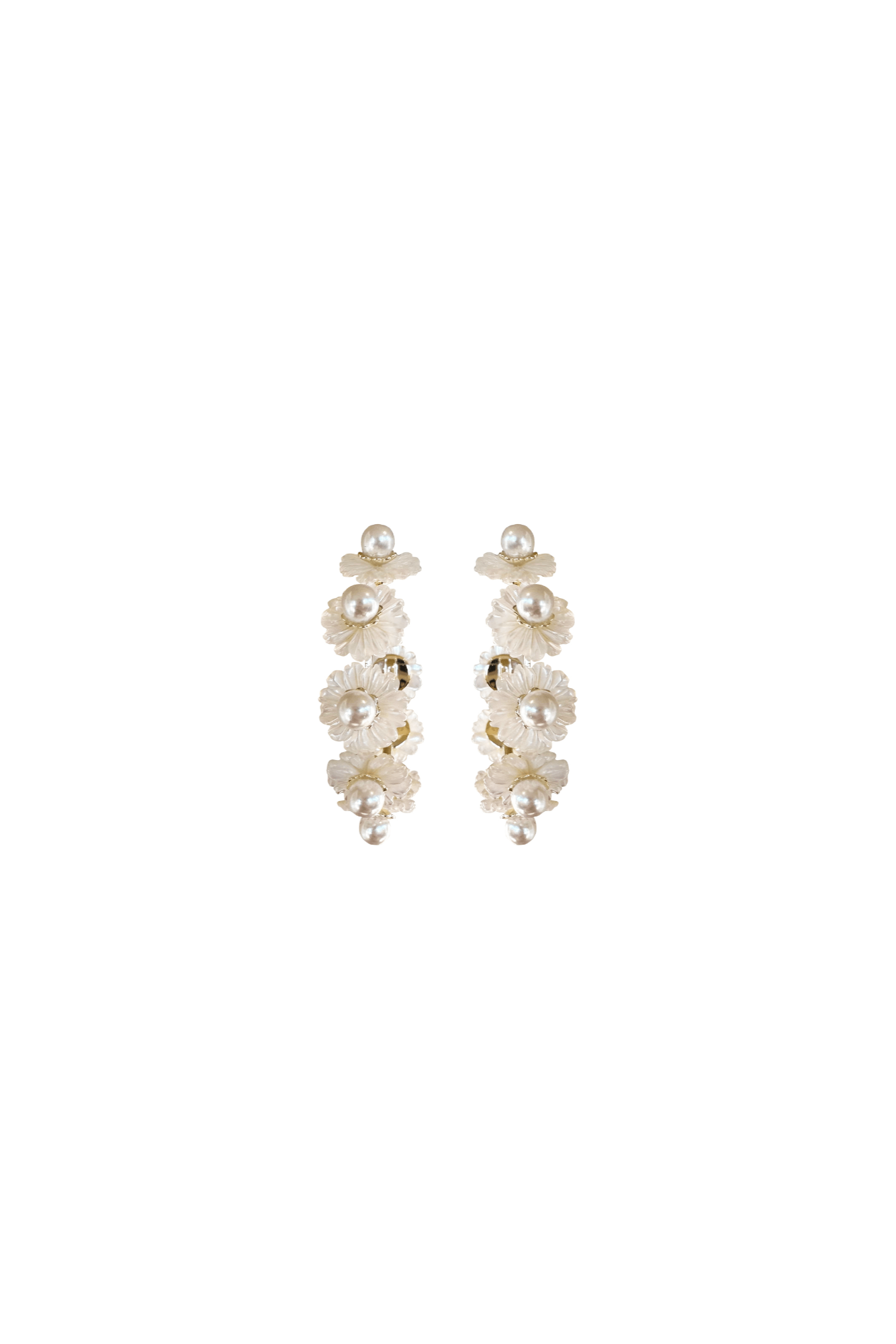 Nicola Bathie Jewelry Earrings Petite Mother Of Pearl Wildflower Hoops