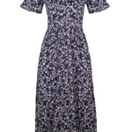 Onirik Dress Beatrice Maxi Dress with Sweetheart Neckline / Black Floral Cotton