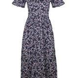 Onirik Dress Beatrice Maxi Dress with Sweetheart Neckline / Black Floral Cotton
