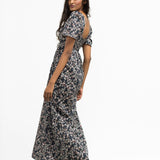 Onirik Dress Beatrice Maxi Dress with Sweetheart Neckline / Black Floral Cotton