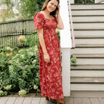 Onirik Dress Beatrice Maxi Dress with Sweetheart Neckline / Ruby Red + Alabaster Cotton Toile