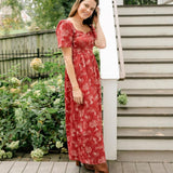 Onirik Dress Beatrice Maxi Dress with Sweetheart Neckline / Ruby Red + Alabaster Cotton Toile