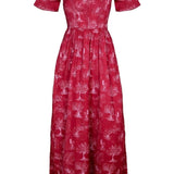 Onirik Dress Beatrice Maxi Dress with Sweetheart Neckline / Ruby Red + Alabaster Cotton Toile