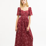 Onirik Dress Beatrice Maxi Dress with Sweetheart Neckline / Ruby Red + Alabaster Cotton Toile