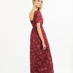 Onirik Dress Beatrice Maxi Dress with Sweetheart Neckline / Ruby Red + Alabaster Cotton Toile