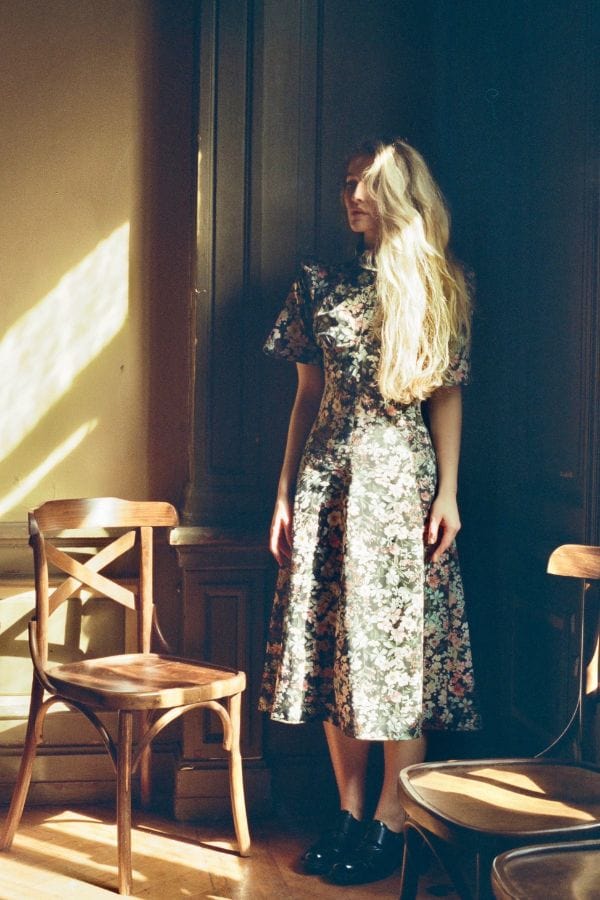 Onirik Dress Esther Dress / Black Floral Cotton