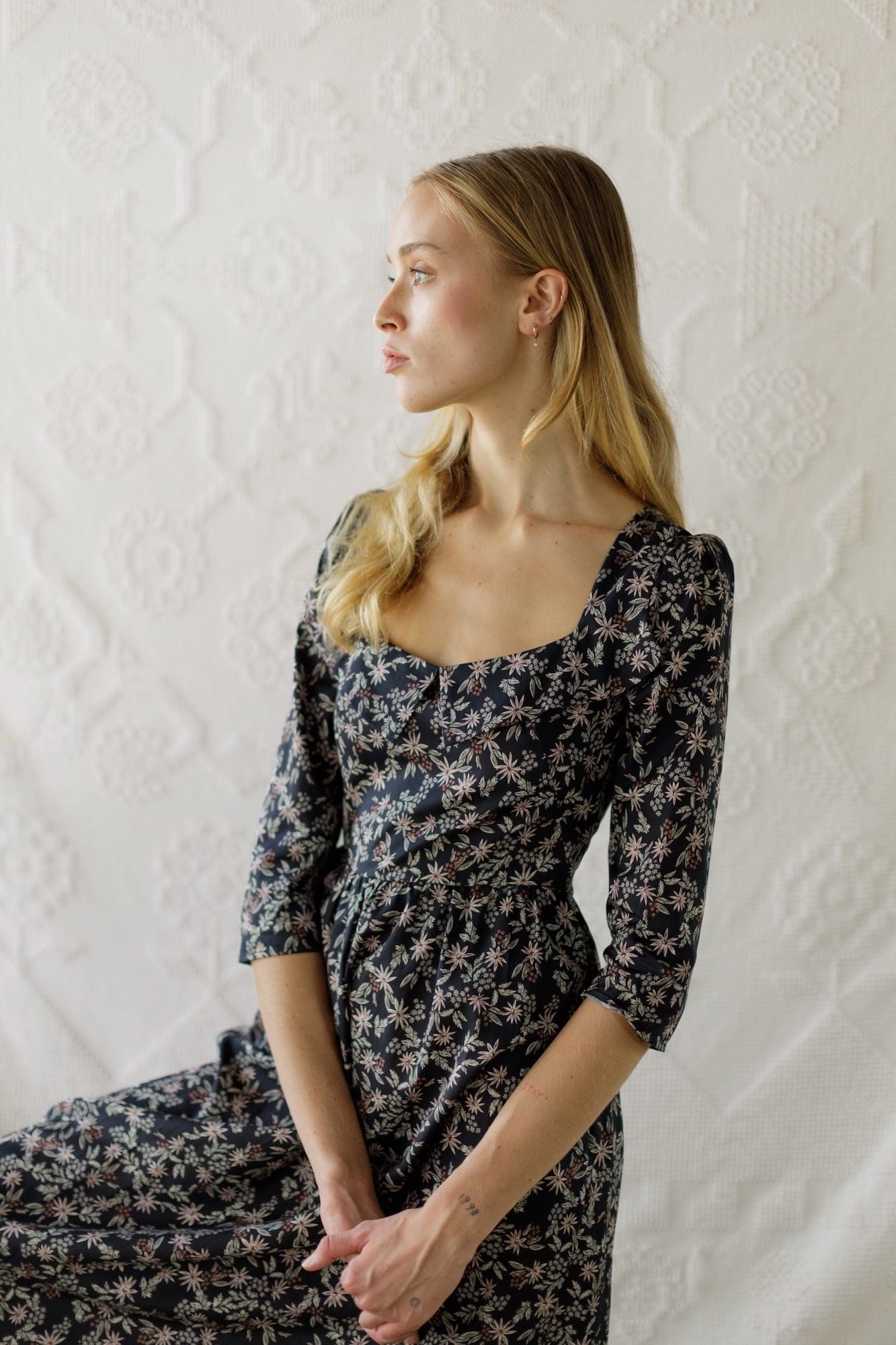 Onirik Dress Marisol Dress / Black Floral Cotton