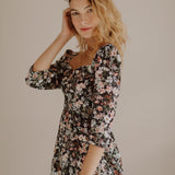 Onirik Dress Violet Dress / Black Floral Cotton