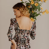Onirik Dress Violet Dress / Black Floral Cotton