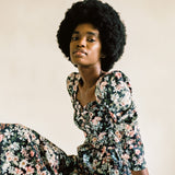 Onirik Dress Violet Dress / Black Floral Cotton