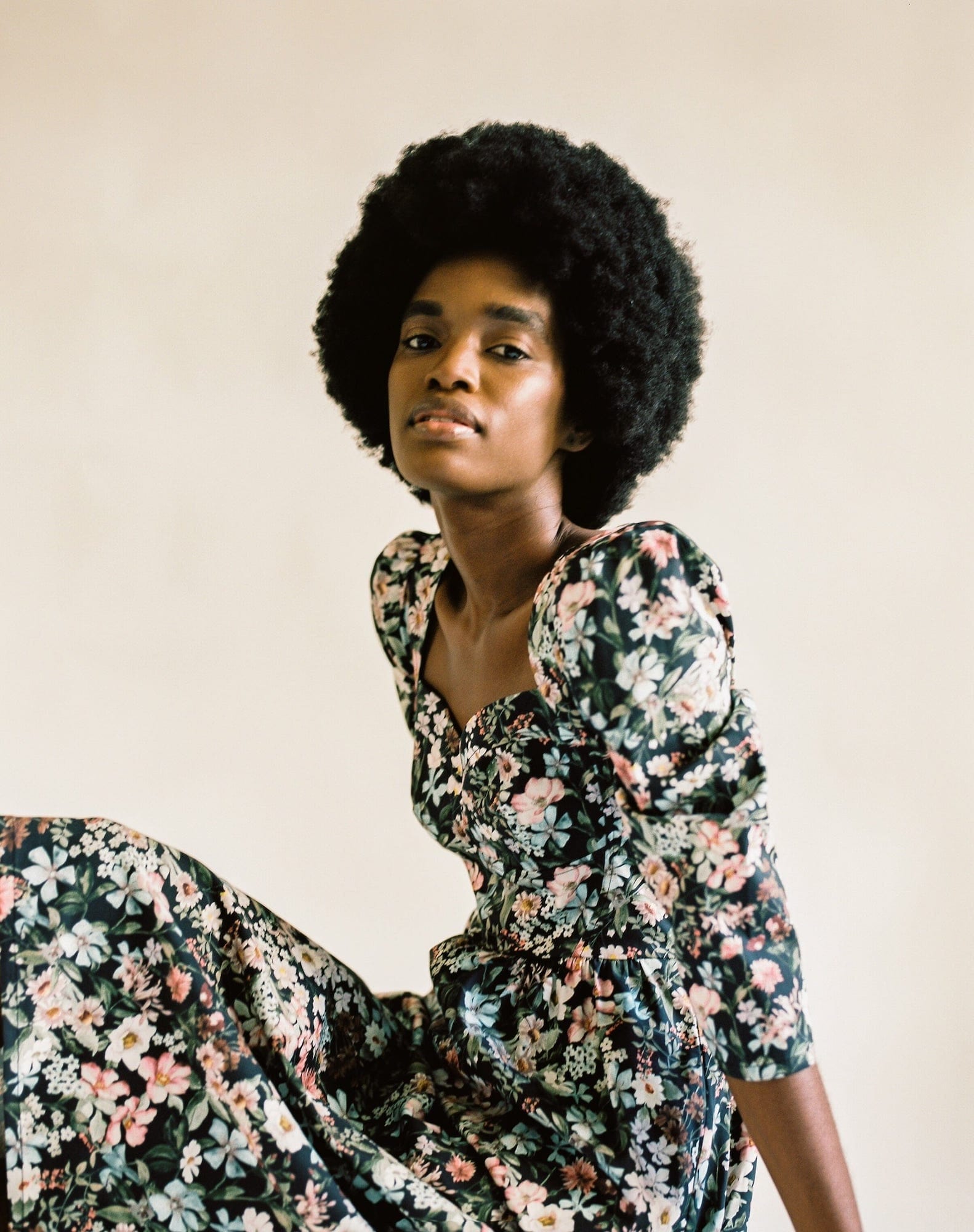 Onirik Dress Violet Dress / Black Floral Cotton