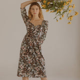 Onirik Dress Violet Dress / Black Floral Cotton