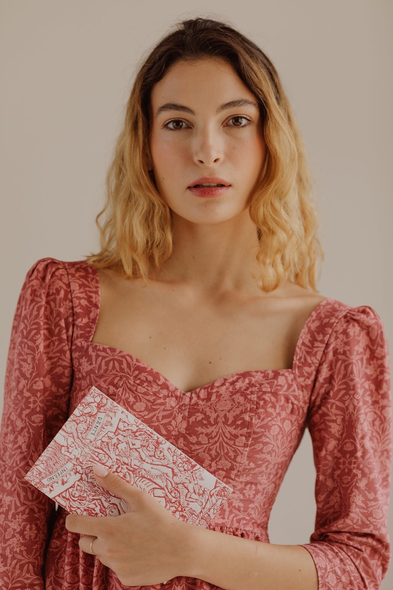 Onirik Dress Violet Dress in Baroque Rose Cotton Cord