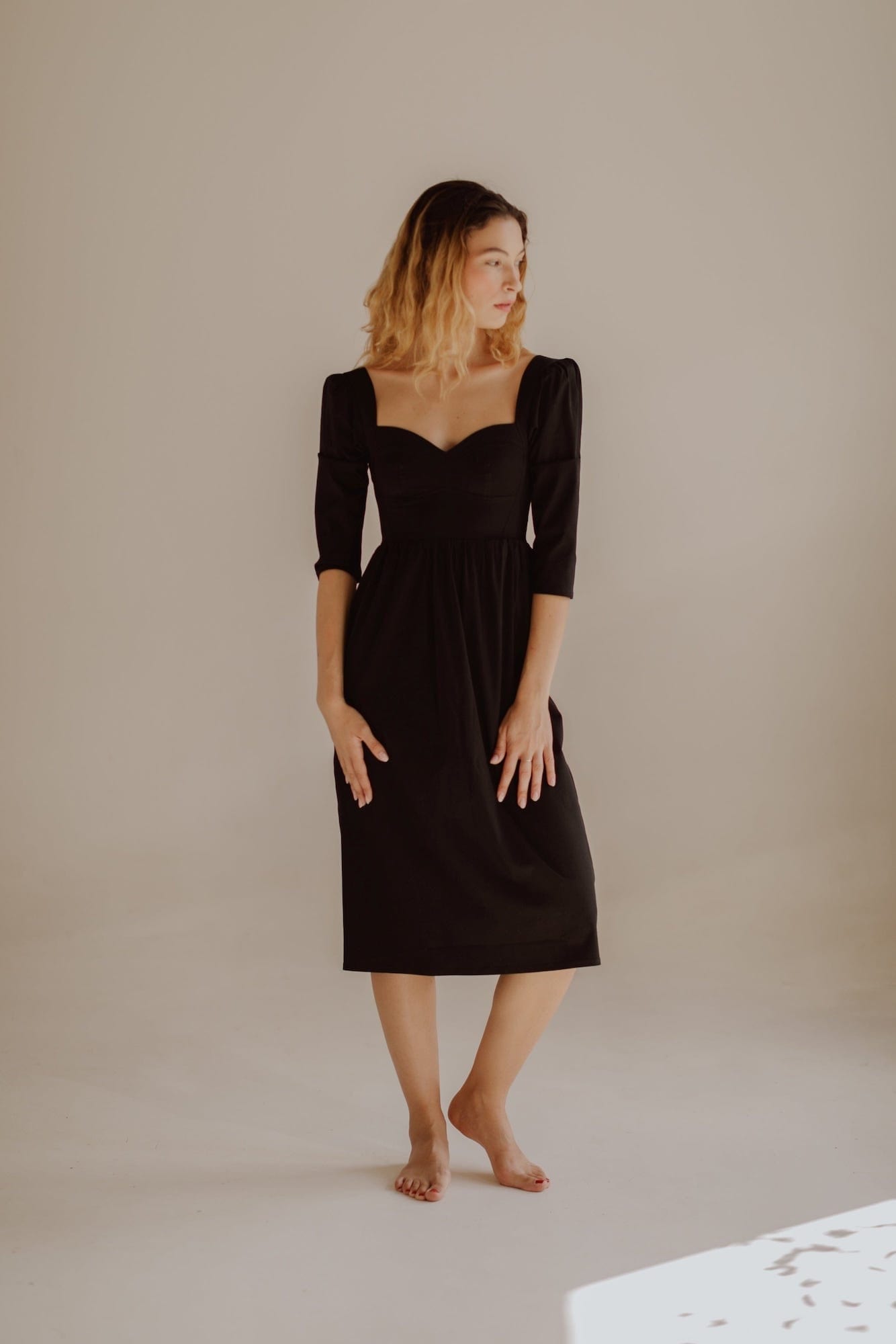 Onirik Dress Violet Dress in Black Cotton