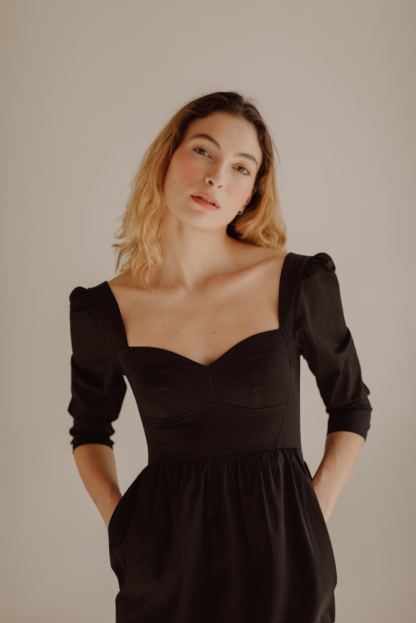 Onirik Dress Violet Dress in Black Cotton