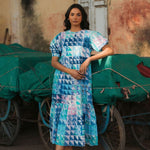 OPHELIA & INDIGO Dress Lara Dress Blue & Green Geo