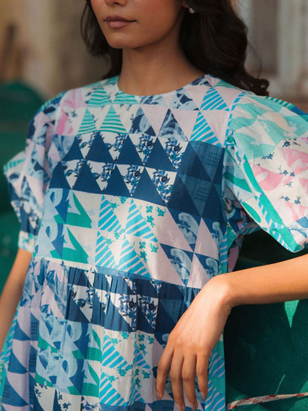 OPHELIA & INDIGO Dress Lara Dress Blue & Green Geo