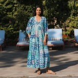 OPHELIA & INDIGO Dress Sybil Dress Green & Blue Geo