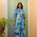 OPHELIA & INDIGO Skirt Mimi Skirt Green & Blue Geo