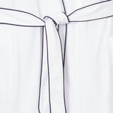 Petite Plume Sleepwear & Loungewear Women's Pima Robe in White with Navy Piping