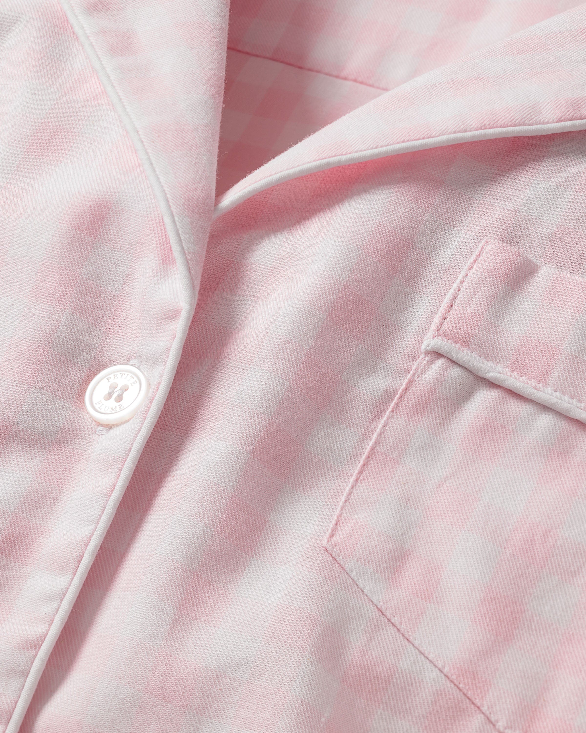 Petite Plume Sleepwear & Loungewear Women's Twill Pajama Set in Pink Gingham