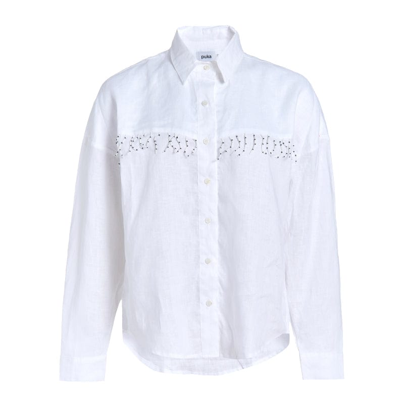 Puka Tops White Ulu | B&W Fringe