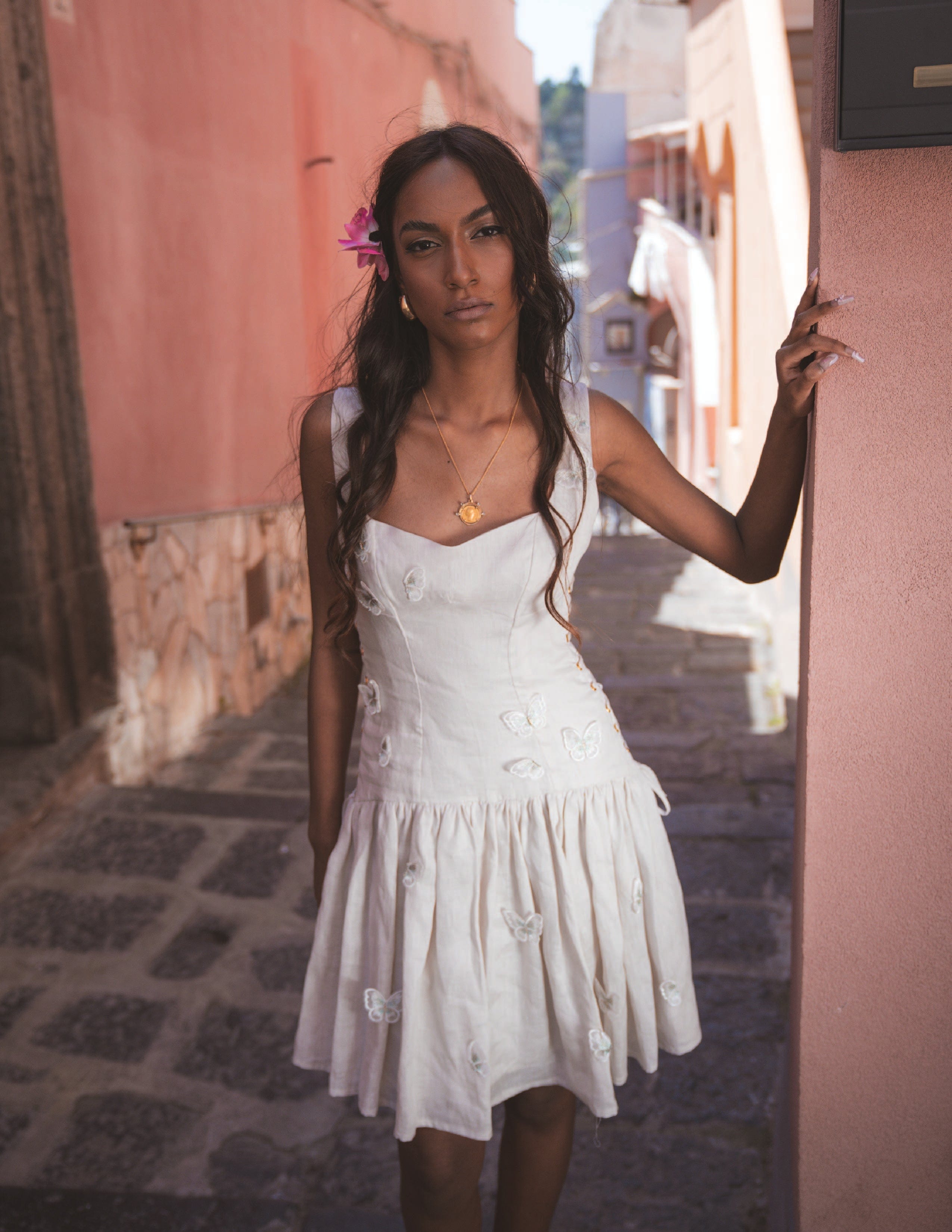 Rebecca Elizabeth Dress Zephyr Crema Farfalla