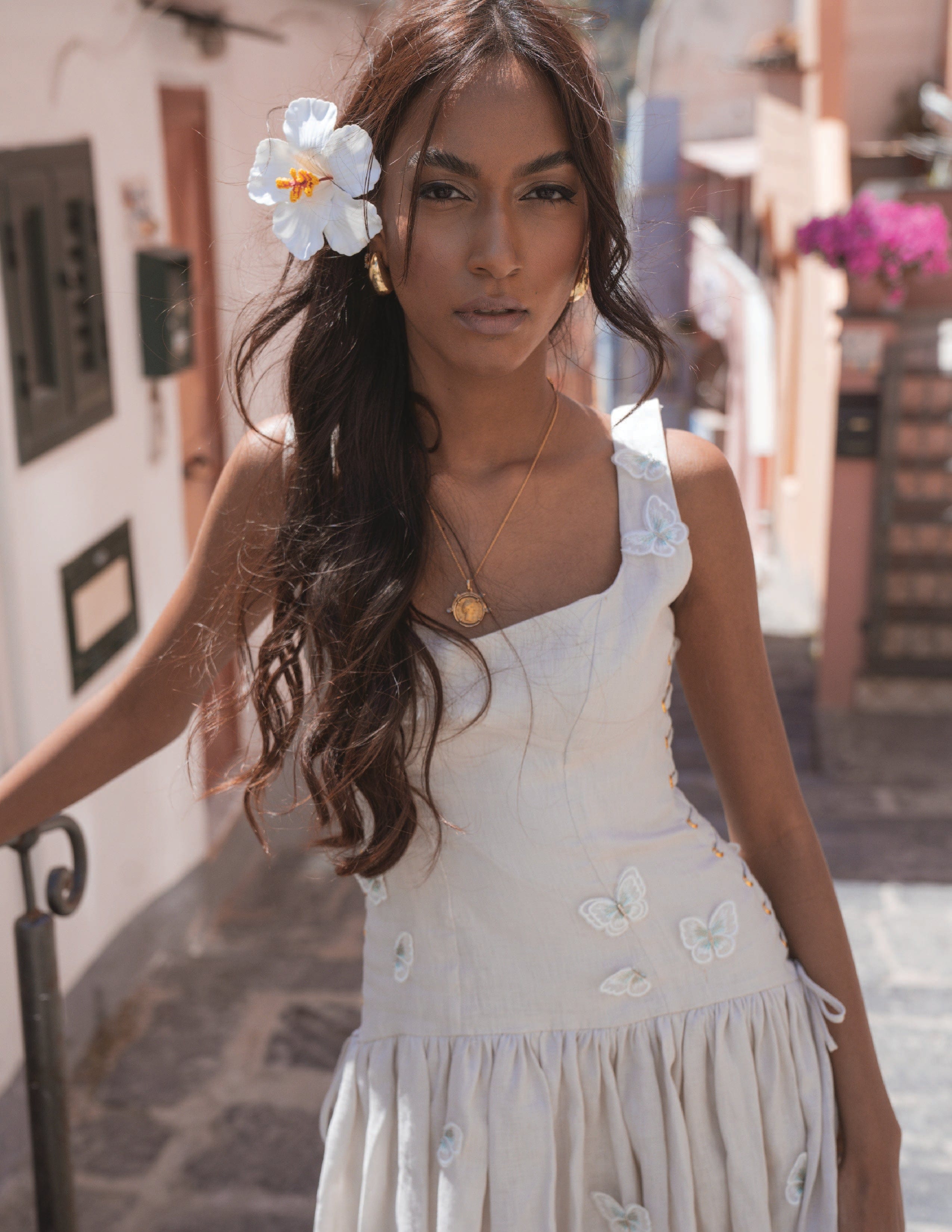 Rebecca Elizabeth Dress Zephyr Crema Farfalla
