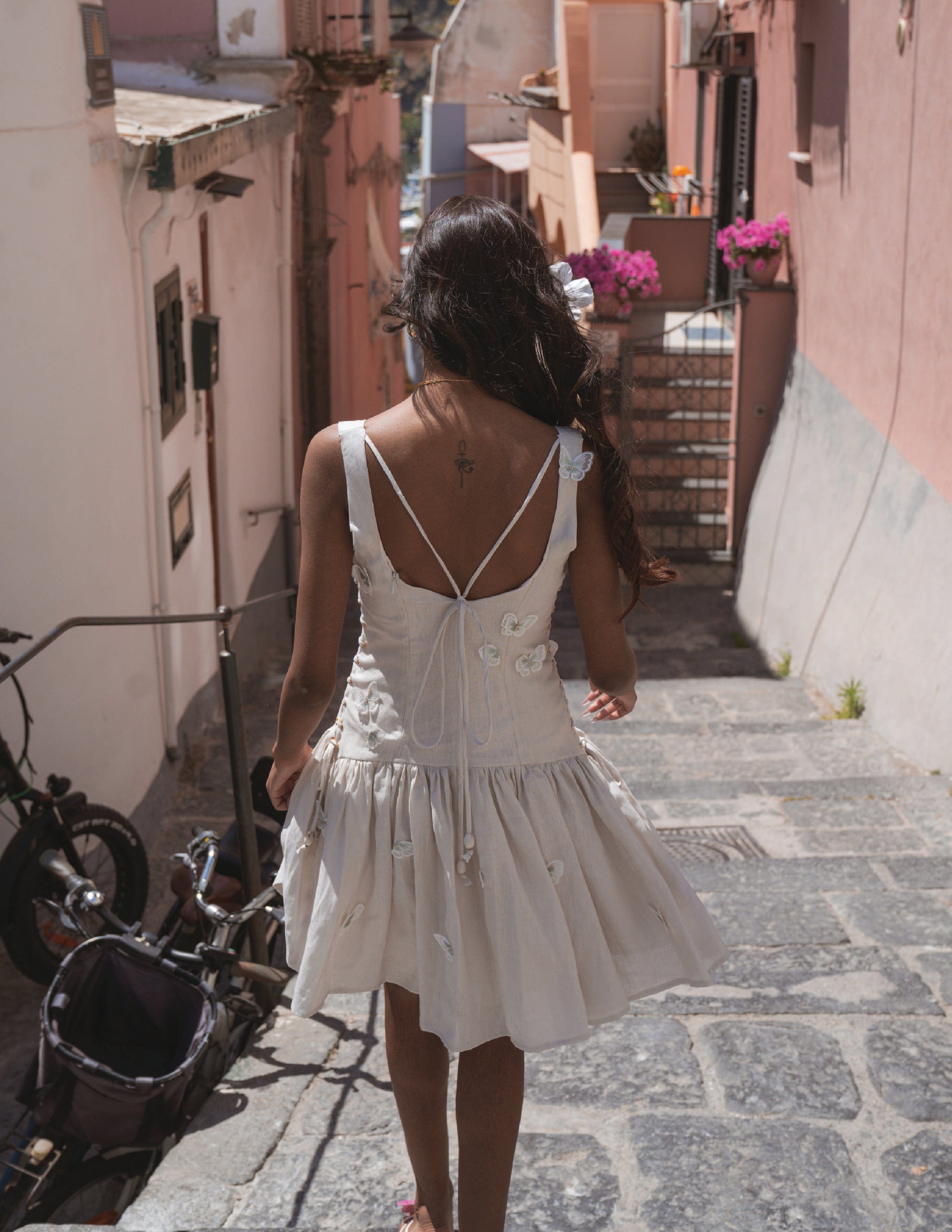 Rebecca Elizabeth Dress Zephyr Crema Farfalla