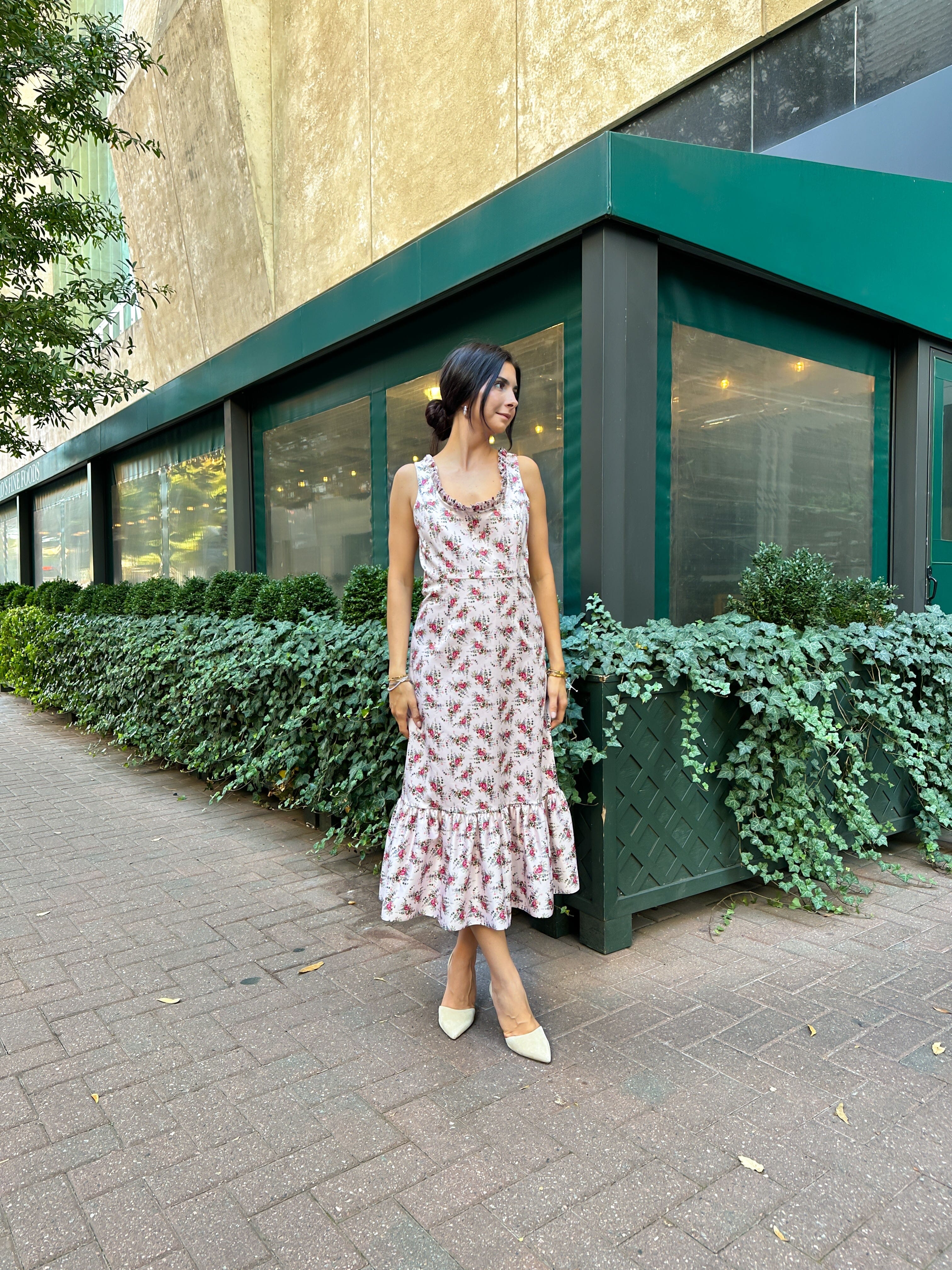 Rêveux Dress Auden Stretch Satin Ruffle Midi Dress
